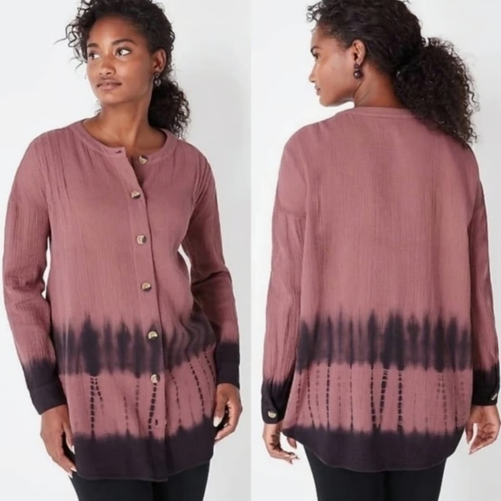 Jill Pure Shirttail GauzeTunic Top& Blouse